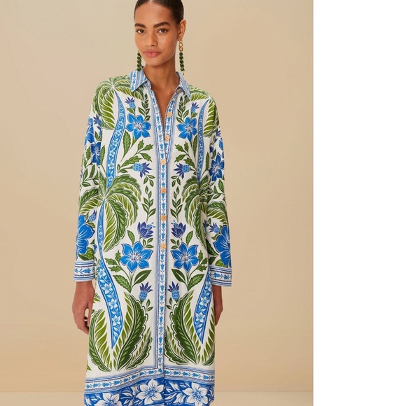 FARM Rio Off-White Tropicance Lenzing Ecovero Euroflax Chemise Top Size XS NWT - Picture 15 of 15